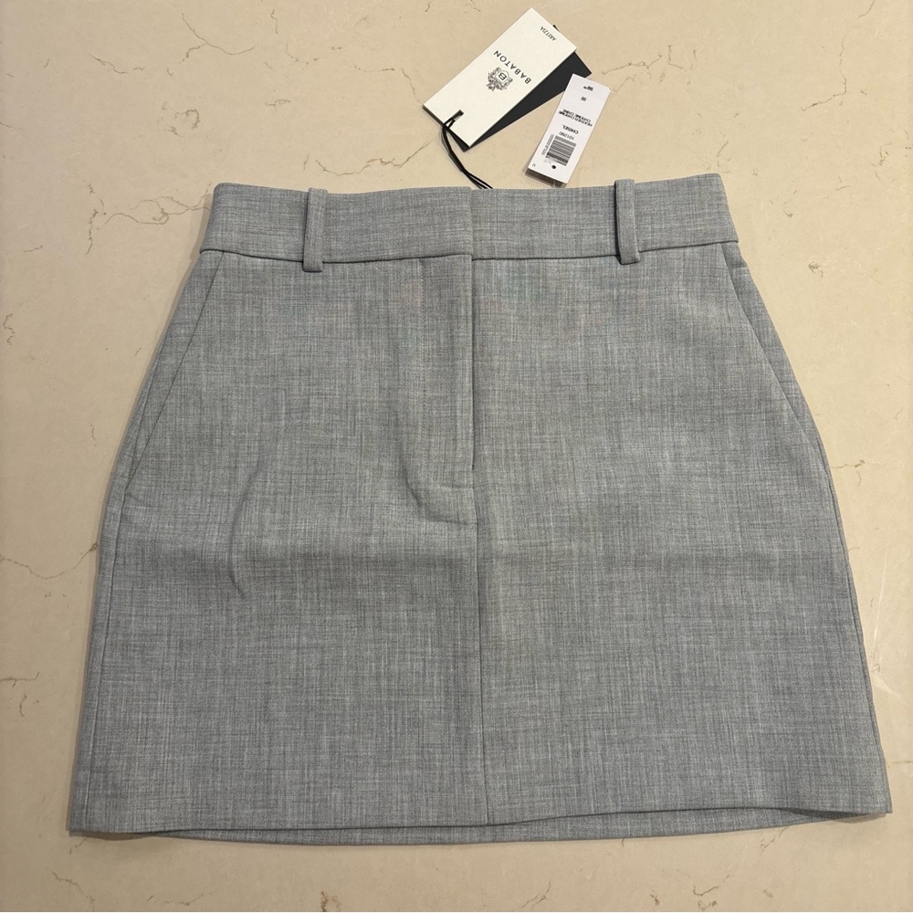 Aritzia - Babaton Chisel Mini Skirt in Heather Chrome - Size:00
